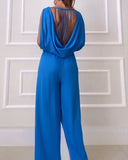 Sleeveless Draped Backless High Waist Jumpsuit