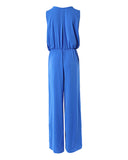 Sleeveless Draped Backless High Waist Jumpsuit