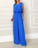 Sleeveless Draped Backless High Waist Jumpsuit