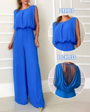 Sleeveless Draped Backless High Waist Jumpsuit