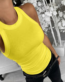 O Neck Knit Sleeveless Casual Top