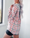 Plaid Print Buttoned Pocket Design Detachable Hooded Shacket