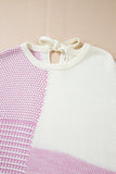 Bonbon Neutral Colorblock Tie Back Sweater