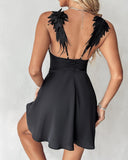 Angel Wings Design Backless Mini Dress