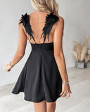 Angel Wings Design Backless Mini Dress