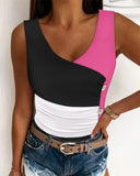 Colorblock Button Detail Tank Top