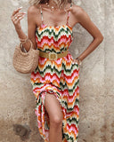 Rainbow Chevron Print Cami Maxi Dress