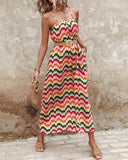 Rainbow Chevron Print Cami Maxi Dress