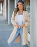 Open Front Fluffy Knit Longline Cardigan