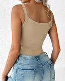 U Neck Sleeveless Ribbed Bodysuit