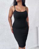 BUILT IN SHAPEWEAR Spaghetti Strap Tummy Control Slip Dress