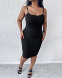 BUILT IN SHAPEWEAR Spaghetti Strap Tummy Control Slip Dress