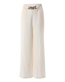 Chain Decor High Waist Wide Leg Pants