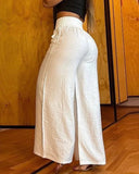 Chain Decor High Waist Wide Leg Pants