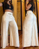 Chain Decor High Waist Wide Leg Pants