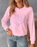 Floral Heart Pattern Long Sleeve Top