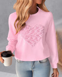 Floral Heart Pattern Long Sleeve Top