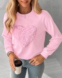 Floral Heart Pattern Long Sleeve Top