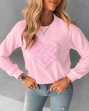 Floral Heart Pattern Long Sleeve Top