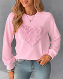 Floral Heart Pattern Long Sleeve Top