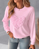 Floral Heart Pattern Long Sleeve Top