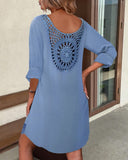 Crochet Lace Long Sleeve Casual Dress