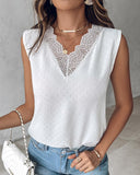 Lace Patch V Neck Tank Top