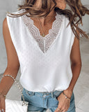 Lace Patch V Neck Tank Top