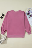 Valerian Solid O Neck High Low Hem Pullover Sweatshirt