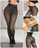 2 Pack High Waist Fleece Lined Tights Fake Translucent Thermal Pantyhose Leggings