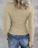 Notch Neck Long Sleeve Top