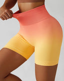 Tie Dye Print Ombre Butt Lifting Seamless Active Shorts