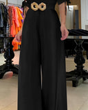 Pearls Studded Split Sleeve Wide Leg Jumpsuit