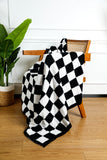 Color black Plush Checkered Print Sofa Blanket 127*152cm