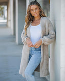 Open Front Fluffy Knit Longline Cardigan