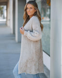 Open Front Fluffy Knit Longline Cardigan