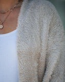 Open Front Fluffy Knit Longline Cardigan