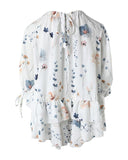 Floral Print Ruffle Hem Split Sleeve Top