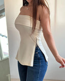 Bandeau Zipper Design Top