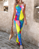 Colorblock Tie Dye Print Cami Dress