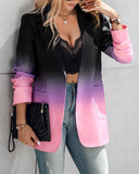 Ombre Lapel Neck Long Sleeve Oversized Blazer