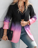 Ombre Lapel Neck Long Sleeve Oversized Blazer