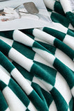 Dark Green Checkerboard Printed Soft Throw Blanket 120*200cm