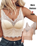 2 Pack Lace Scallop Trim Lace Bralette V Neck Camisoles