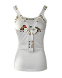 Lip Letter Print Bowknot Decor Tank Top