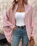 Colorful Waffle Knit Open Front Coat Batwing Long Sleeve Cardigan