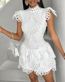 Mock Neck Guipure Lace Dress