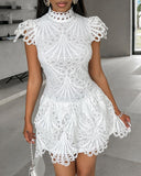 Mock Neck Guipure Lace Dress