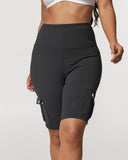 Ruched Quick Dry Pocket Design Sports Yoga Shorts