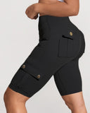 Ruched Quick Dry Pocket Design Sports Yoga Shorts